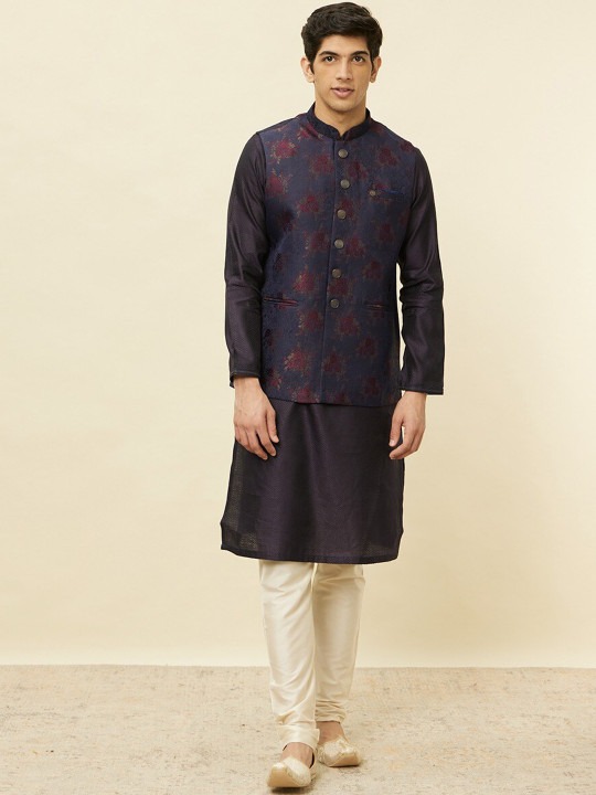 Self-Design Woven Nehru Jackets