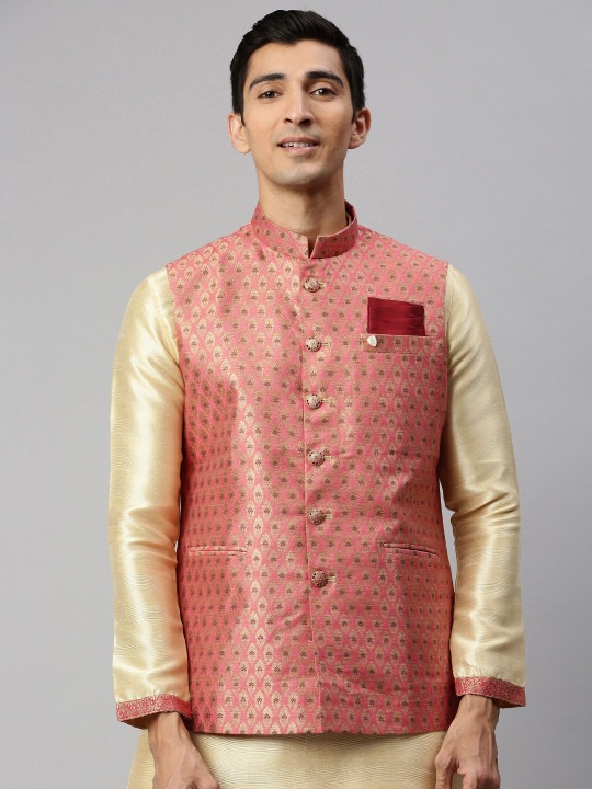 Men Floral Printed Nehru Jacket