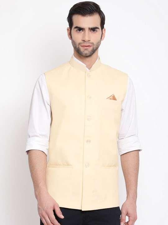 Men Coloured Solid Slim-Fit Woven Nehru Jacket