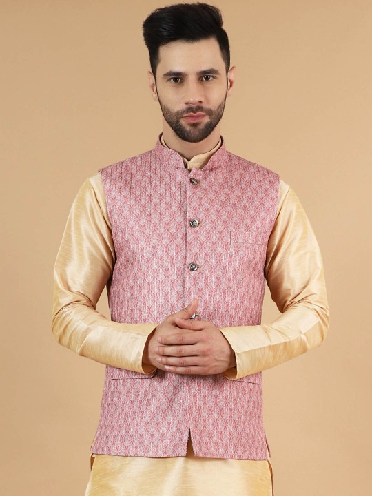 Printed Satin Nehru Jacket