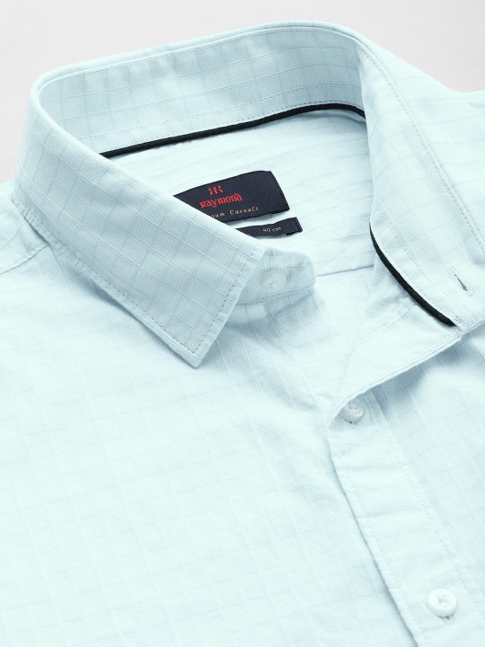 Pure Cotton Self Design Slim Fit Textured Casual Shirt