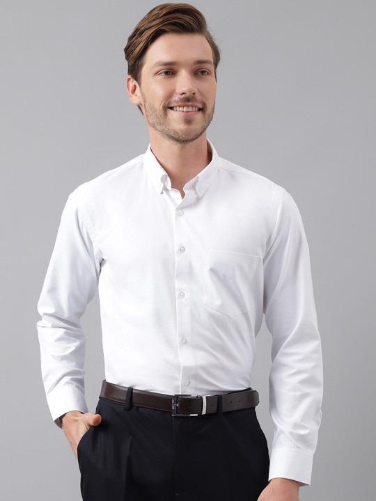 Relaxed Slim Fit Button-Down Collar Oxford Weave Formal Shirt