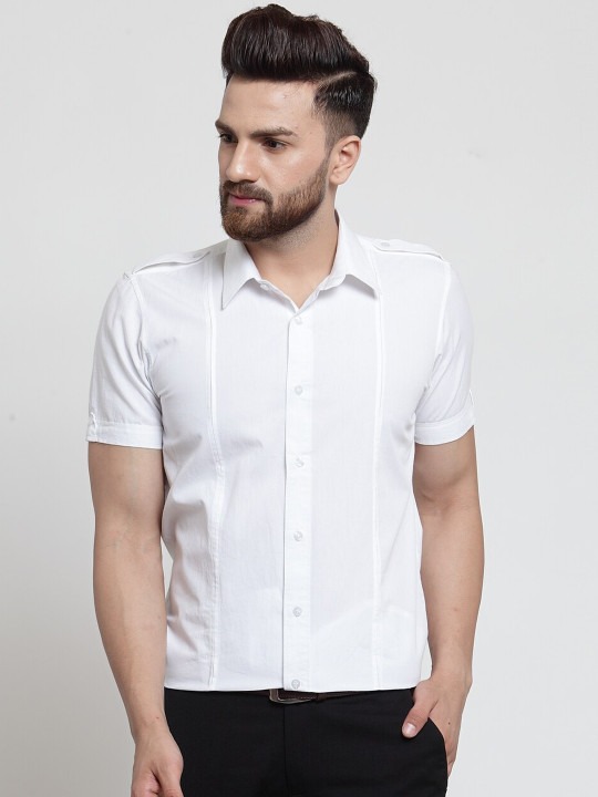 Men White Slim Fit Opaque Casual Shirt