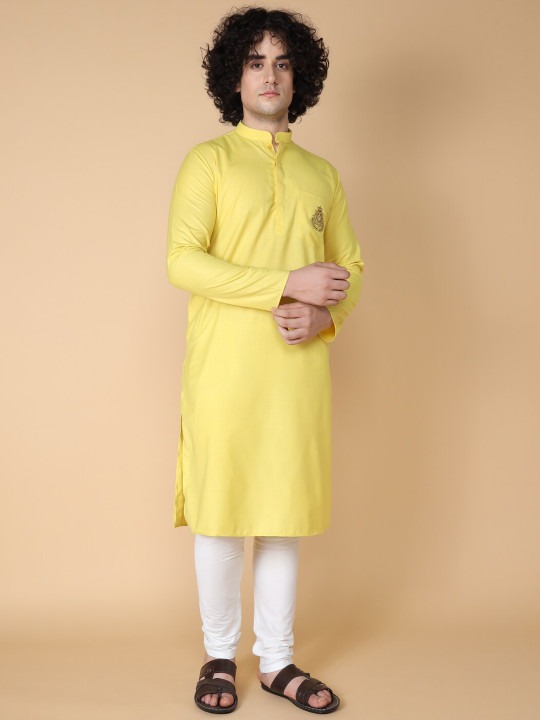 Men  pure Cotton Mandarin Collar Kurta