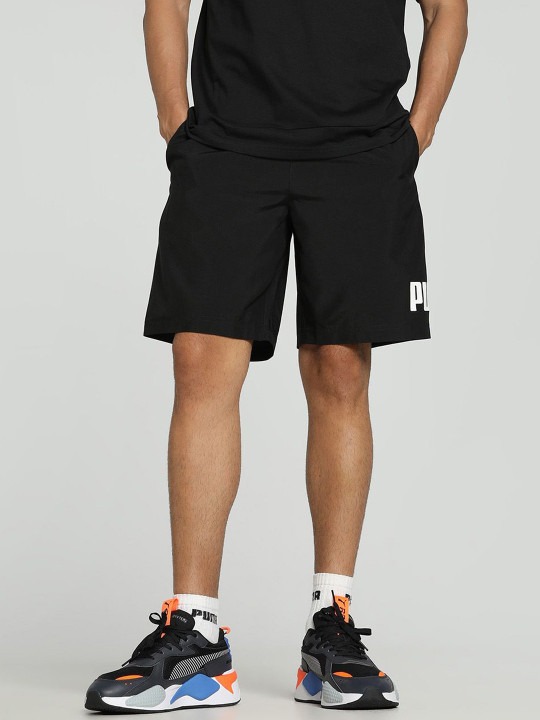 Two Colour Big Logo Men Brand Logo Printed Mid Rise Shorts
