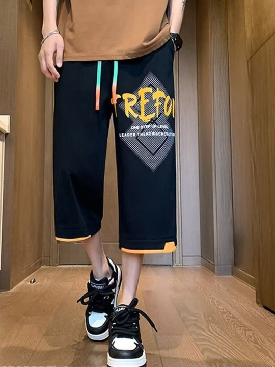 Men Loose Fit Typography Printed Shorts