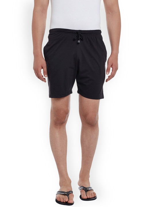 JONNEY Men Black Solid Lounge Shorts
