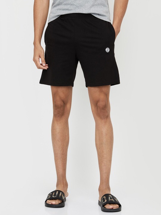 Men Black Solid Lounge Shorts