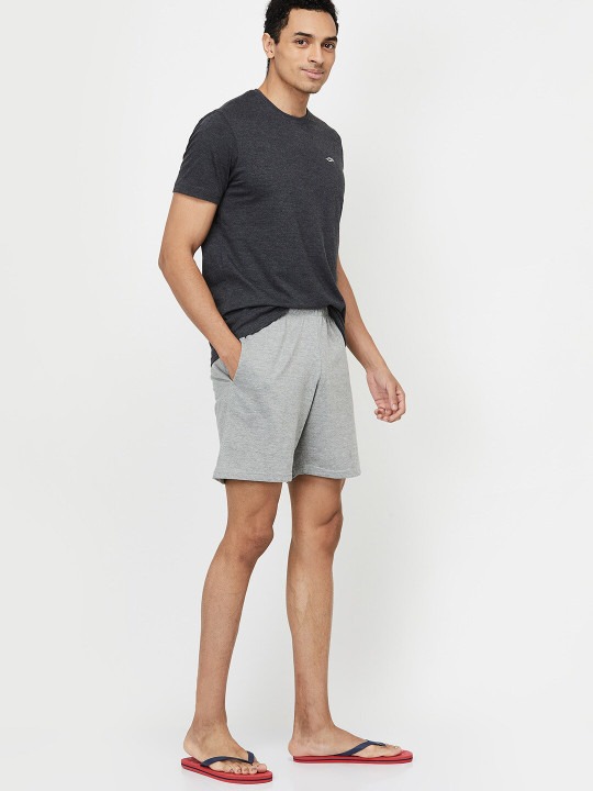 Men Grey Melange Lounge Shorts