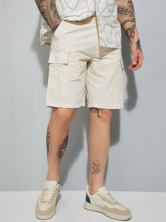 Men Mid-Rise Pure Cotton Cargo Shorts