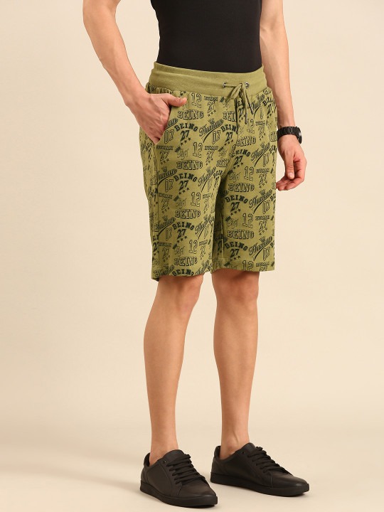 Men Pure Cotton Typography Printed Regular Shorts