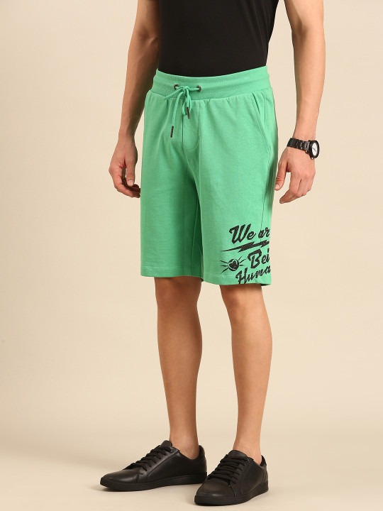 Men Pure Cotton Brand Logo Printed Regular Shorts