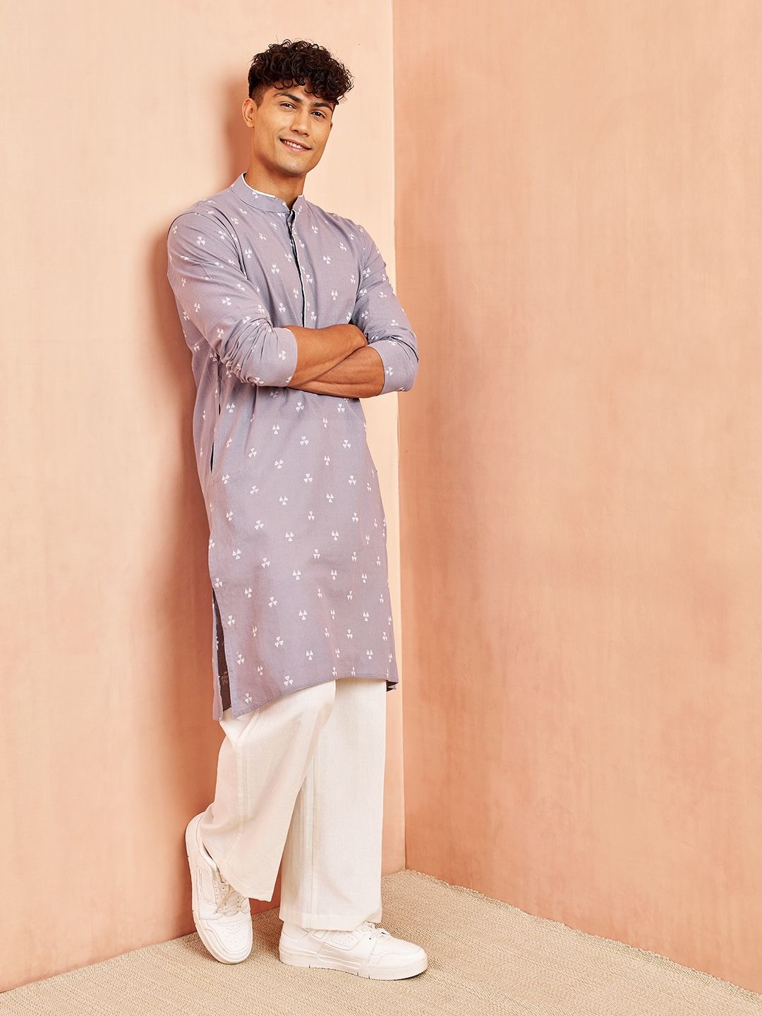 Ethnic Motifs Printed Pure Cotton Straight Kurta