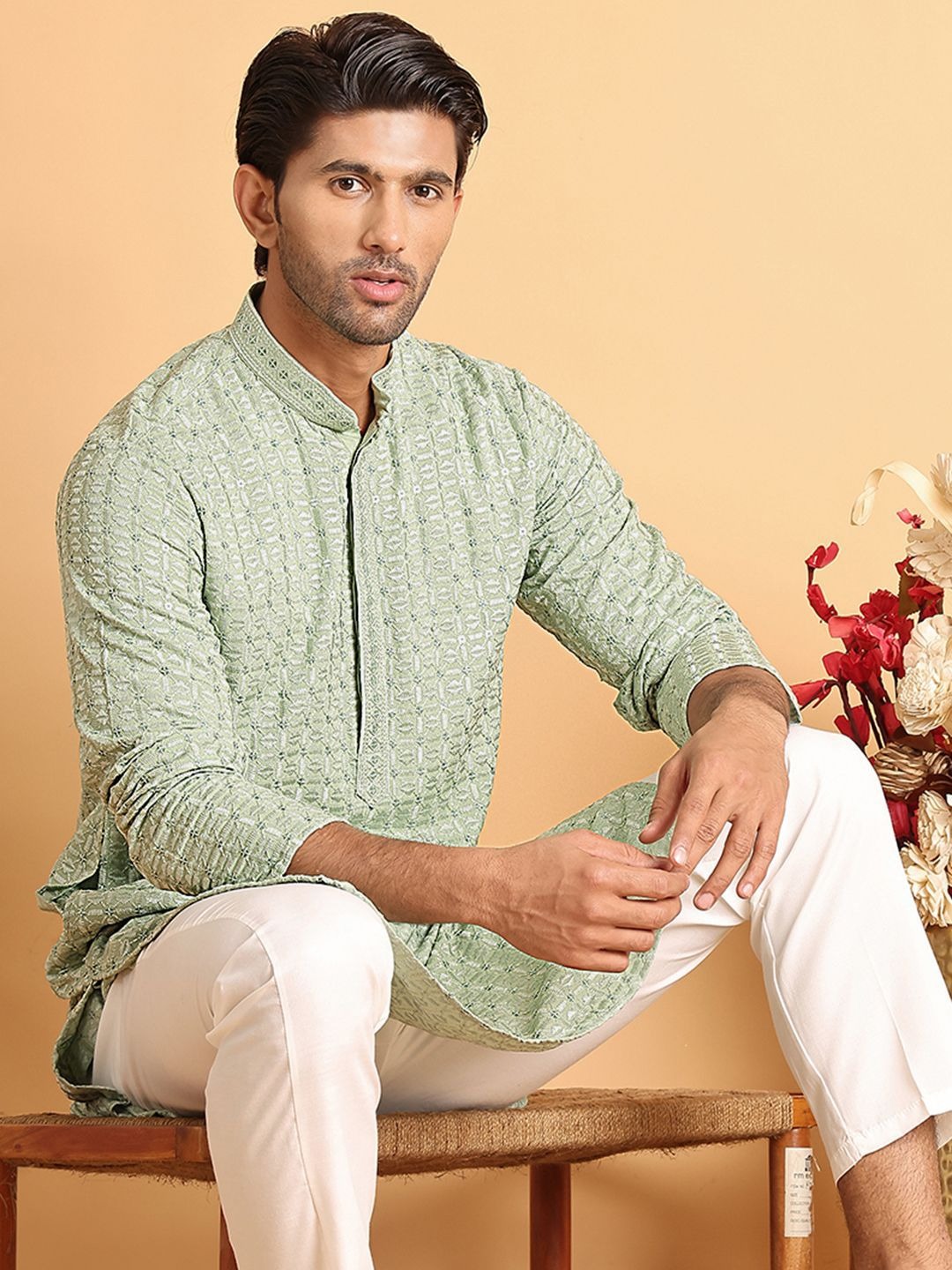 Cuban Collar Cotton Straight Kurta
