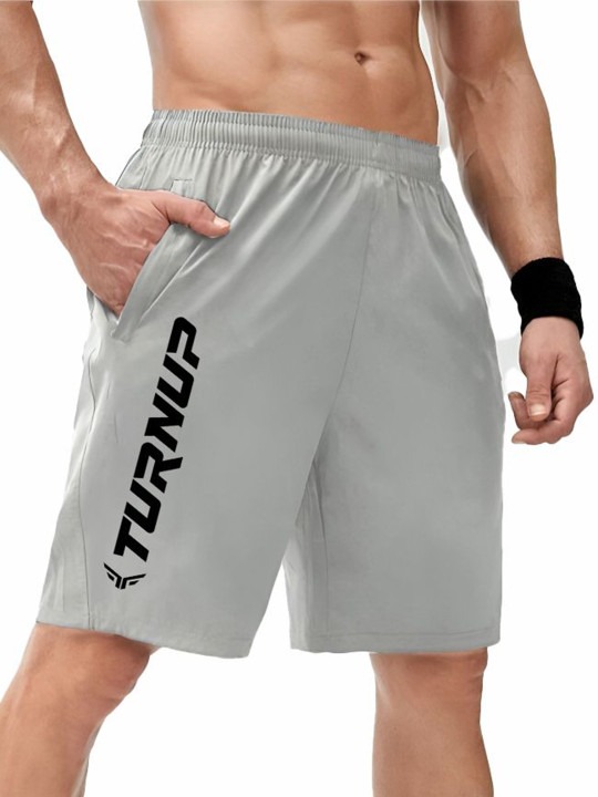 Grey Solid Regular Fit Knee Length Sports Shorts