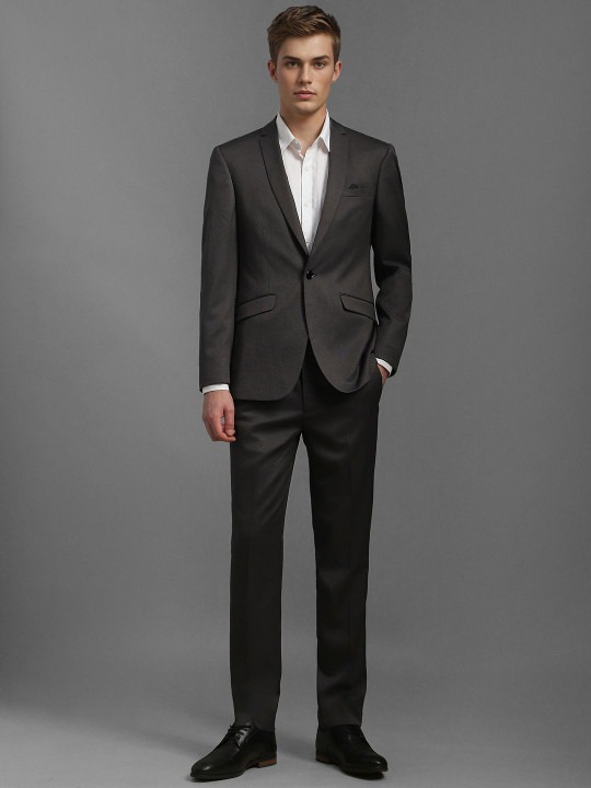 Textured Notched Lapel Slim-Fit Two Piece Formal Suit
