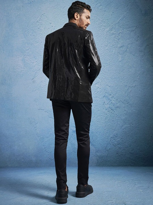 Men Embroidered Slim-Fit Single-Breasted Two-Piece Suit