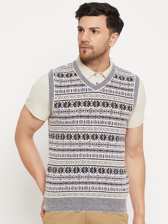 Argyle Self Design Acrylic Sweater Vest