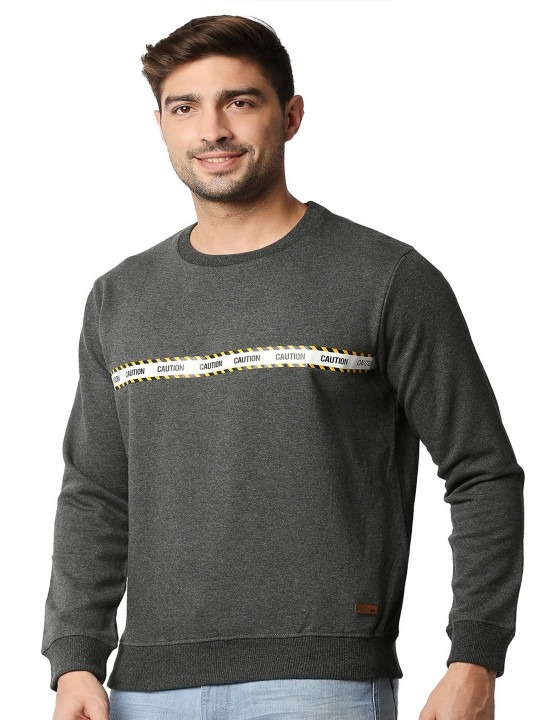 Men Typography Printed Pullover Sweater