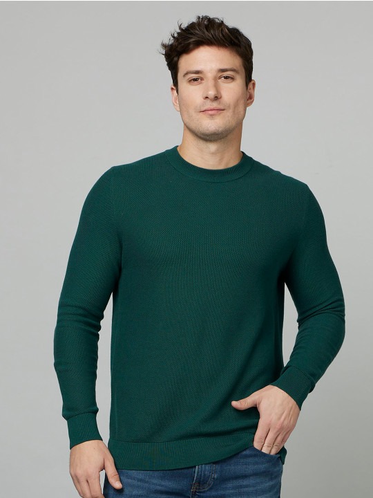 Round Neck Long Sleeve Cotton Pullover