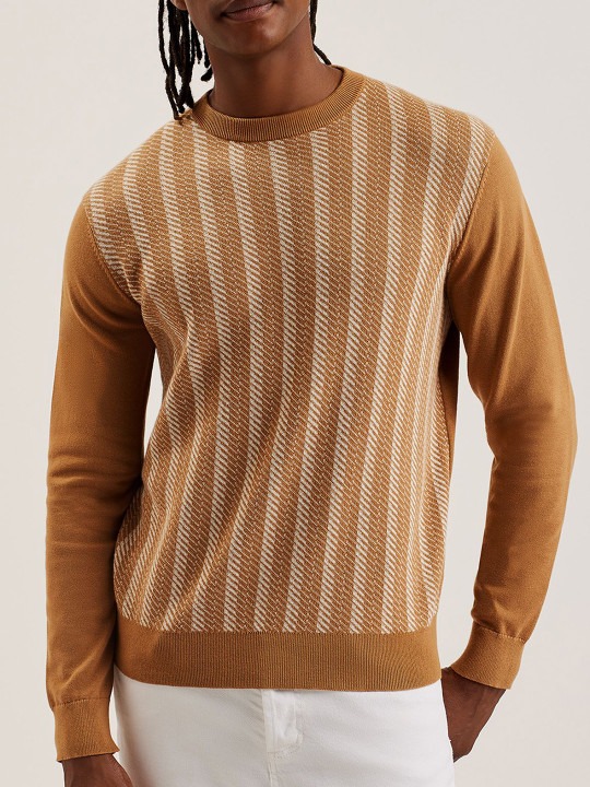 Men Striped Cotton Pullover