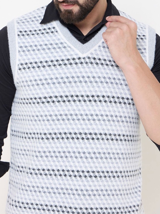 Men Sleeveless Geometric Sweater Vest