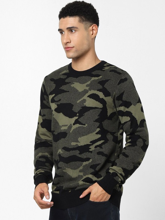Camouflage Printed Cotton Pullover