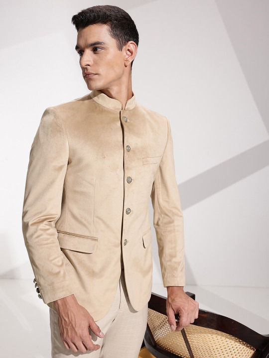 Mandarin Collar Slim Fit Party Bandhgala Blazers