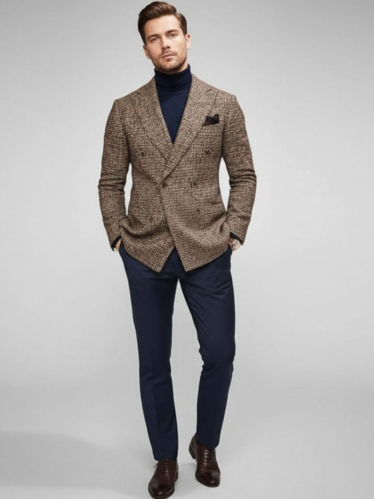 Checked Shawl Collar Single-Breasted Blazers