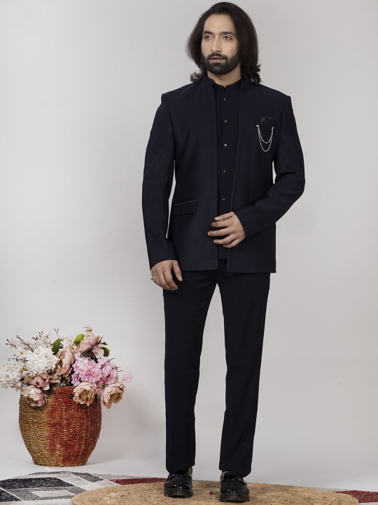 Men Jodhpuri Mandarin Collar Single Breasted Blazer