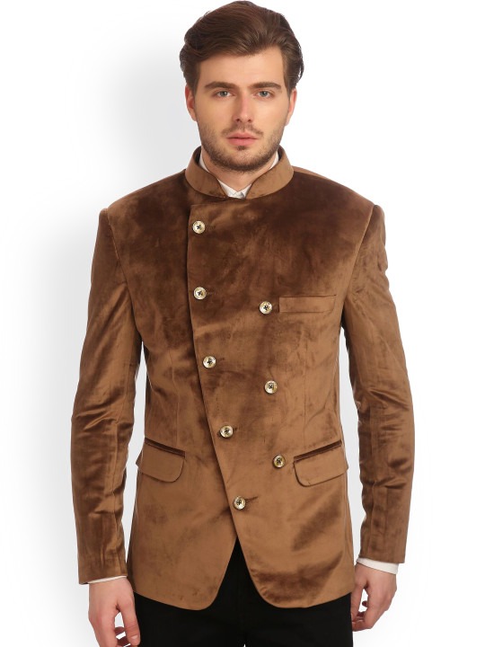 Double-Breasted Tailored Fit Ethnic Bandhgala Blazer