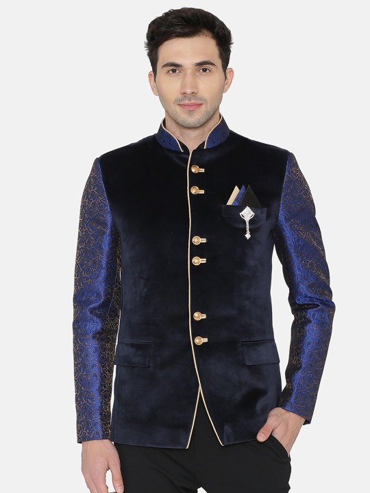 Men Velvet Bandhgala Blazer