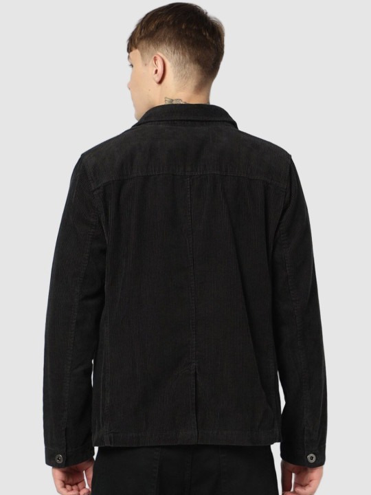 Ribbed Notched Lapel Blazer