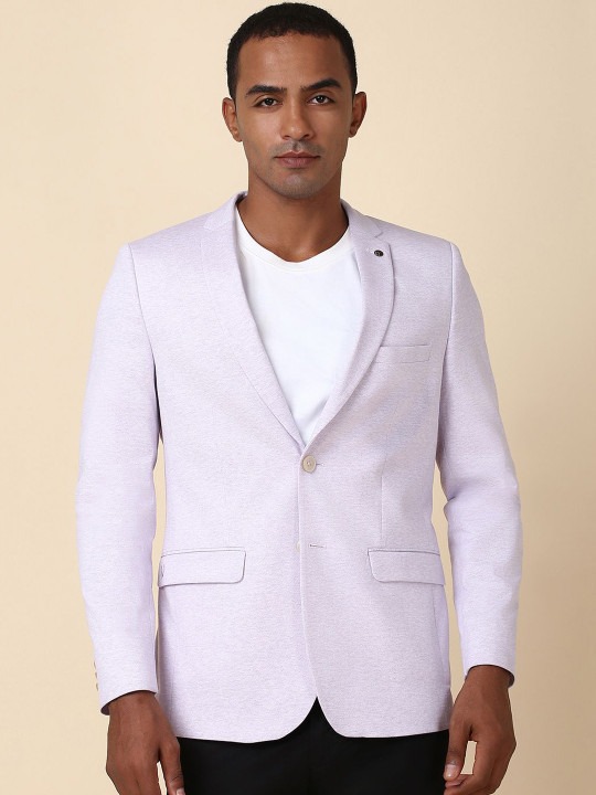Textured Single-Breasted Notched Lapel Super Slim Fit Cotton Casual Blazer
