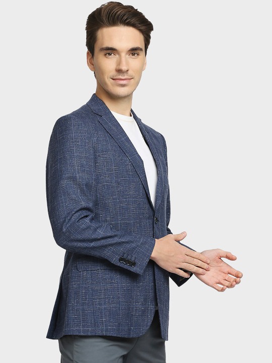 Redloop Power Blazers Checked Single-Breasted Regular Fit Formal Blazer