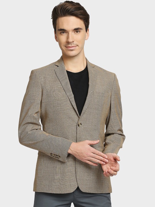 Self Design Regular Fit Single-Breasted Formal Blazer