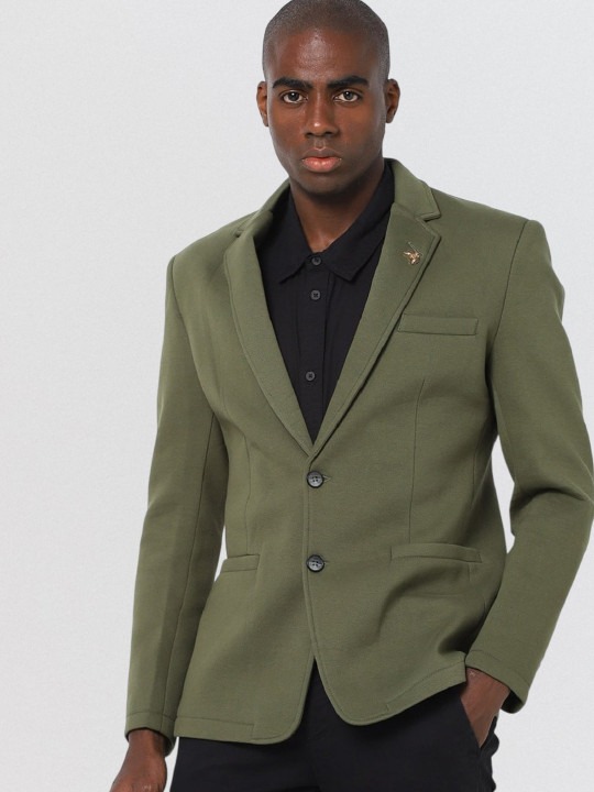 Slim Fit Notched Lapel Single Breasted Blazer