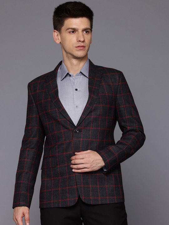 Slim-Fit Single-Breasted Checked Blazer