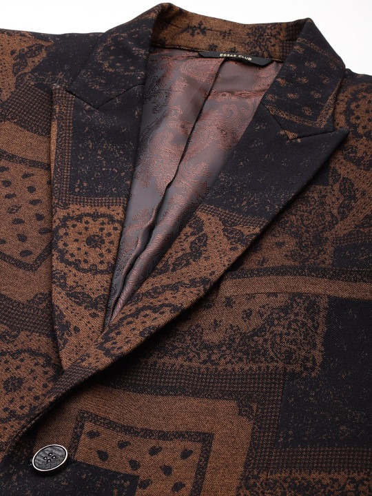 Abstract Print Single-Breasted Slim Fit Blazer