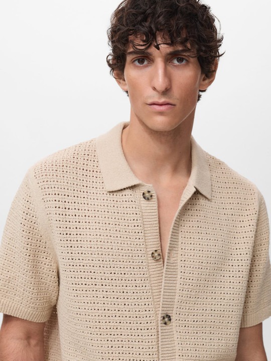 Open Knit Semi Sheer Casual Shirt