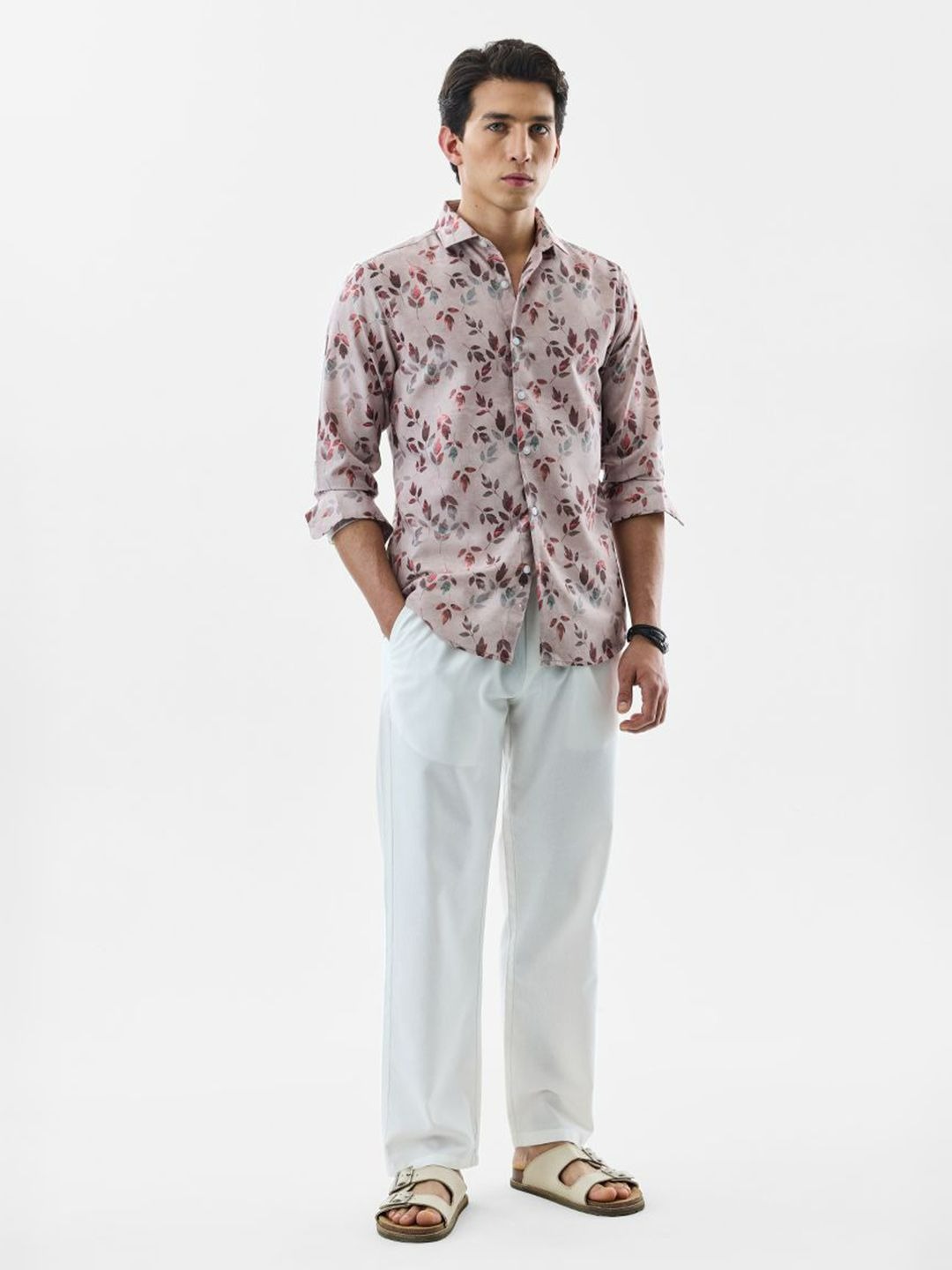 Floral Printed Spread Collar Slim Fit Casual Shirt