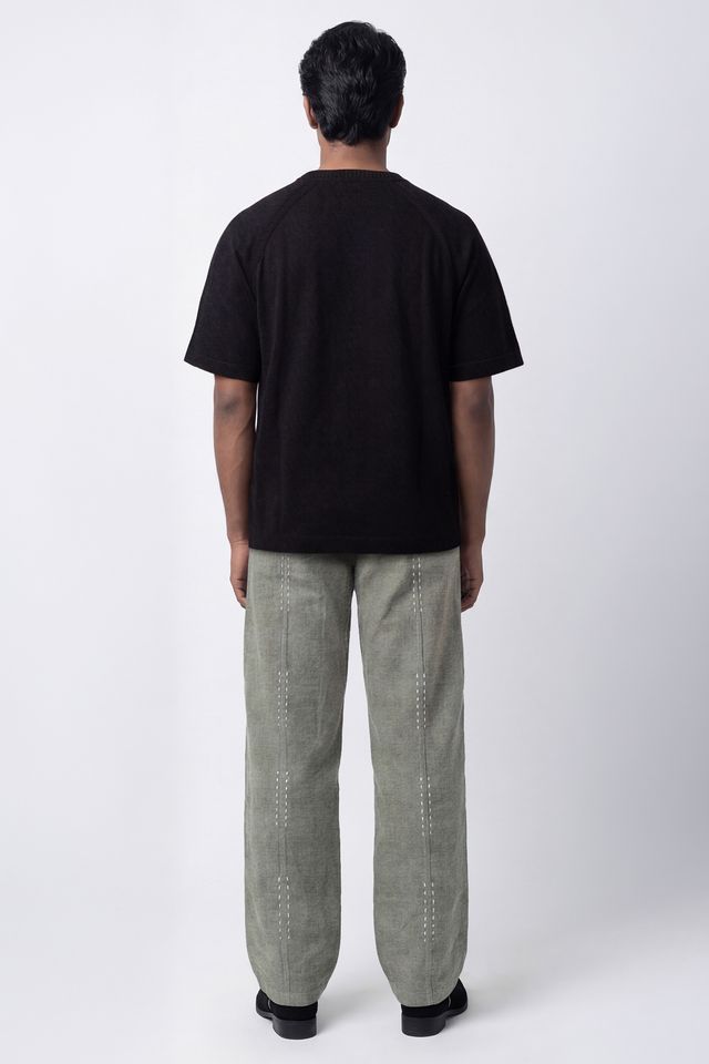 BROKEN PINSTRIPE EMBROIDERED PANT