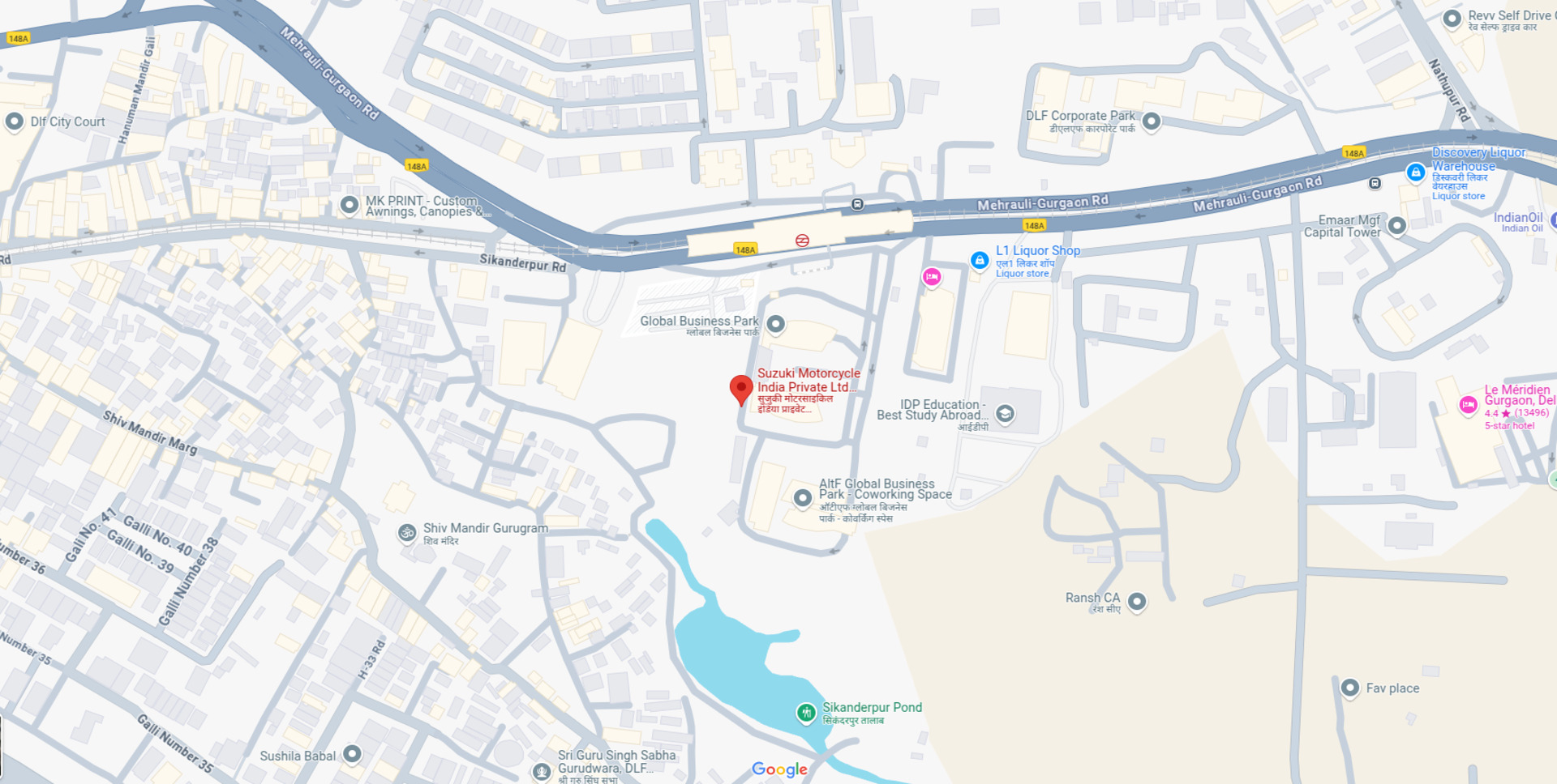 Map showing Suzuki motorcycle dealership locations