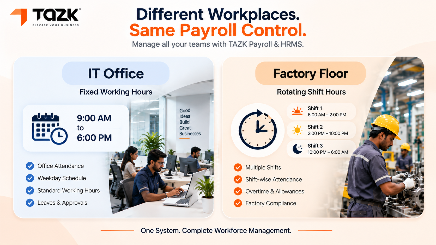 "IT office fixed hours versus factory rotating shift comparison"