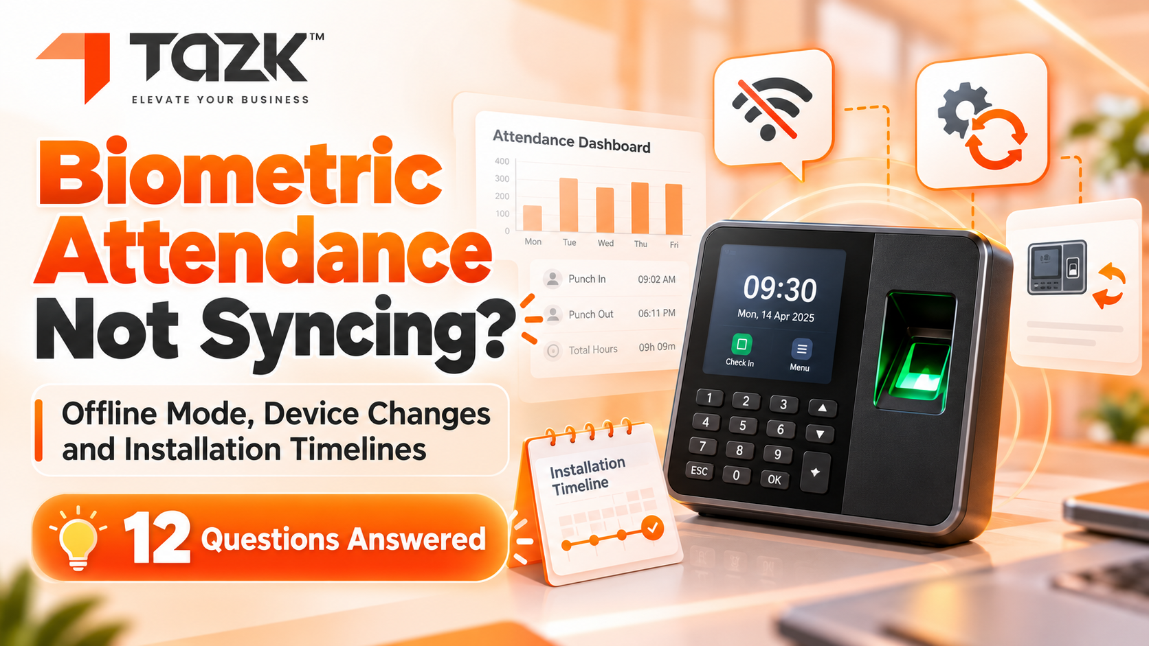 Biometric Attendance Not Syncing? Offline Mode, Device Changes and Installation Timelines: 12 Questions Answered