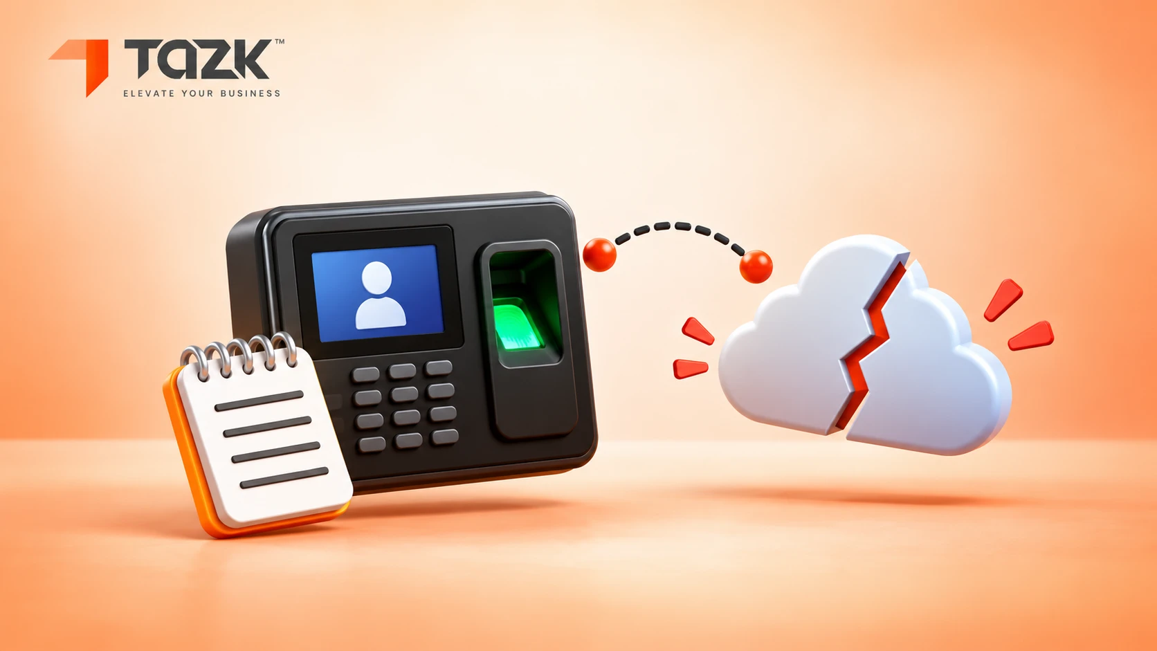 “Biometric device saving punches until the internet returns”.