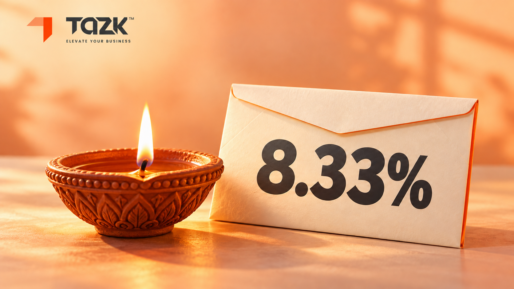 Diwali lamp beside a bonus envelope