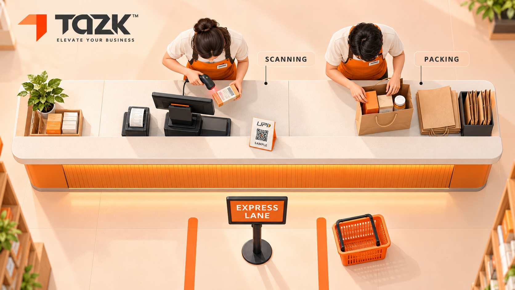 Two-person counter with express lane