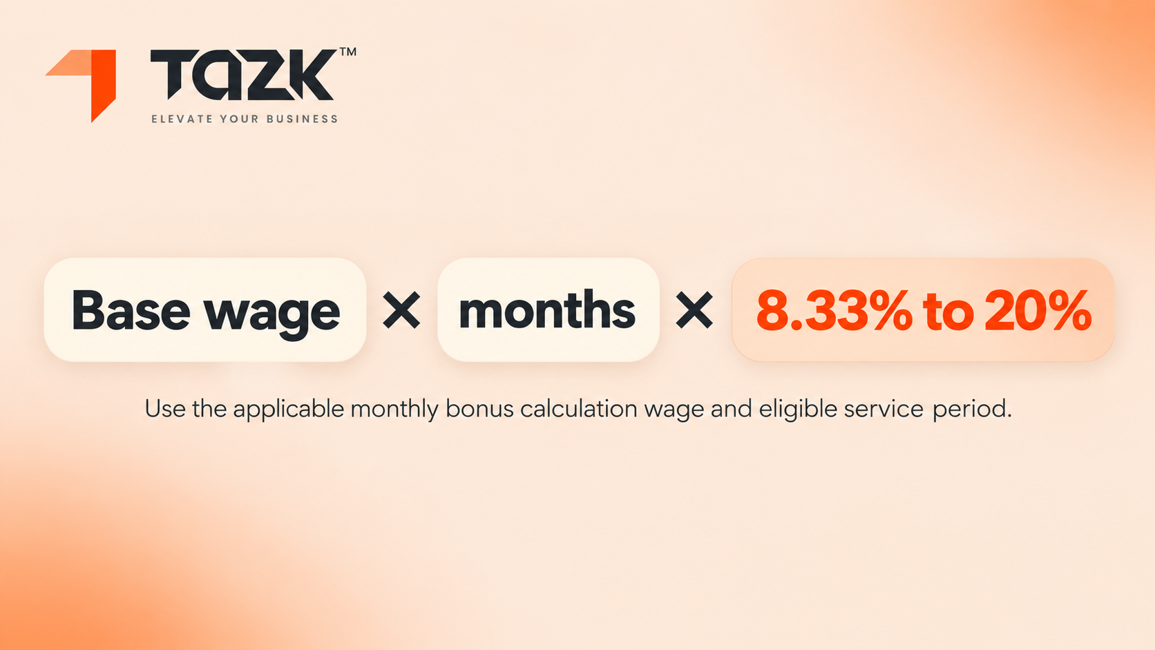 Bonus formula: base wage times 8.33% to 20%