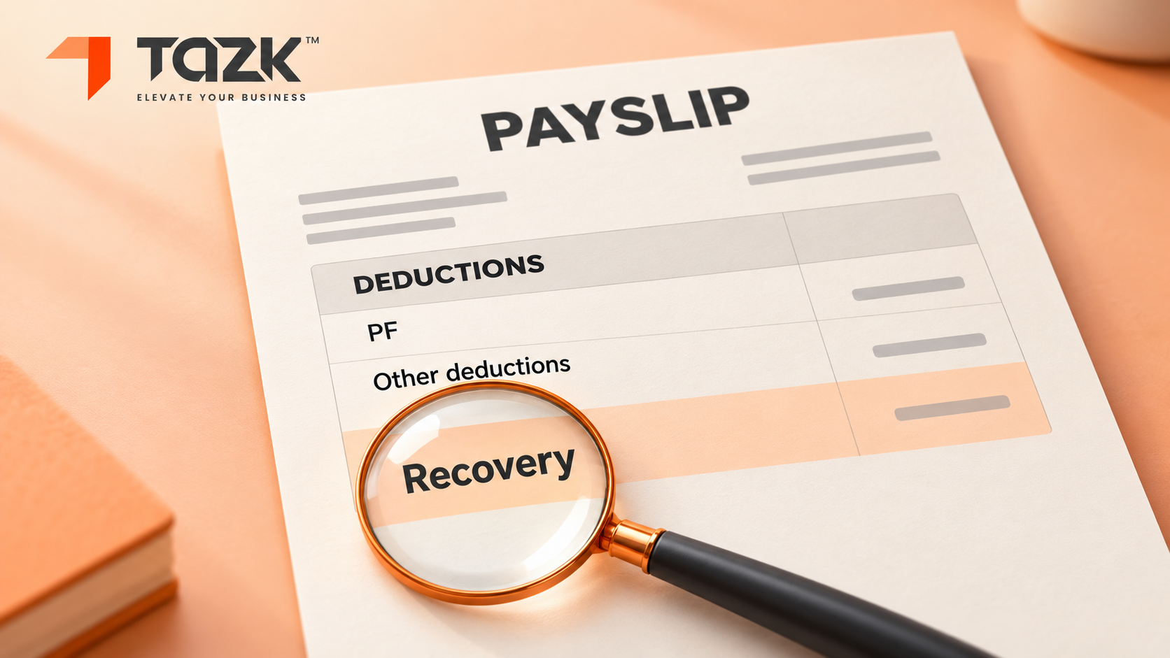 “Payslip deductions with recovery line highlighted”.